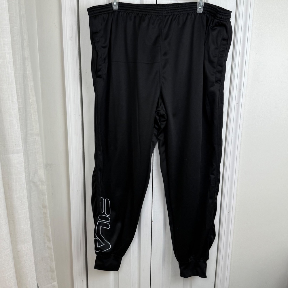 FILA Men's Y2K Black Jogger Track Pants Athletic‎ Sweatpants Size 3XL Big & Tall